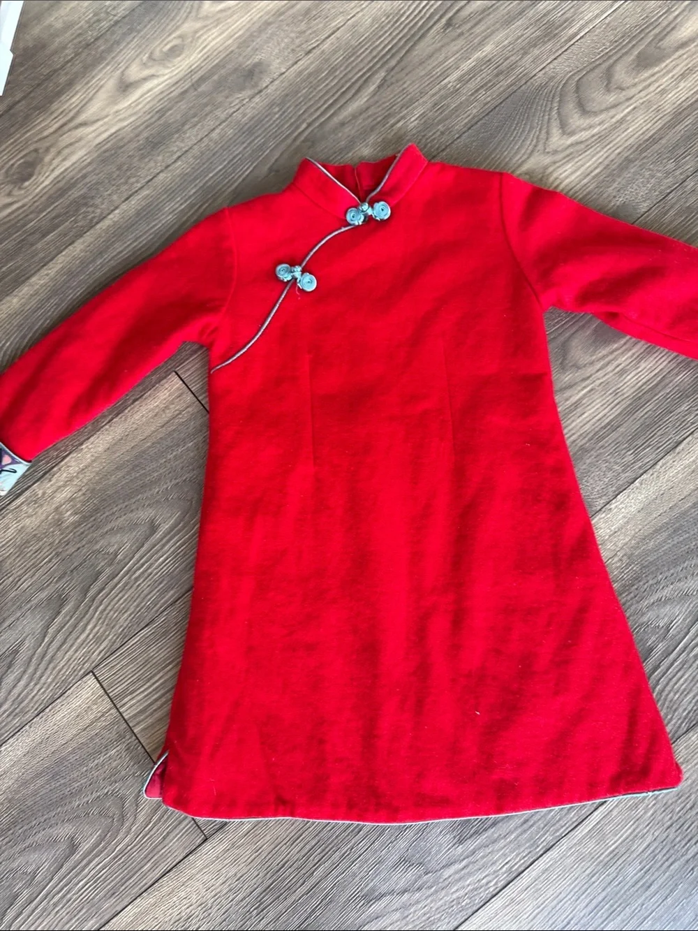 Chou-Chou Chic Red Wool Blend Chinese Style Padded Dress Coat Kids Size 120